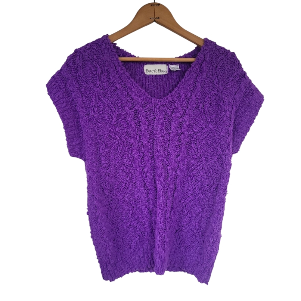 Vintage Patsy's Place Plum Purple Knit Sweater Top L